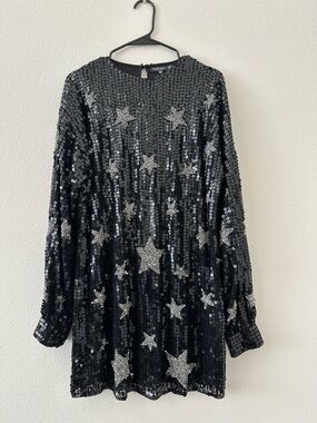 Nasty Gal Black Sequin Mesh Top with Round Sequins